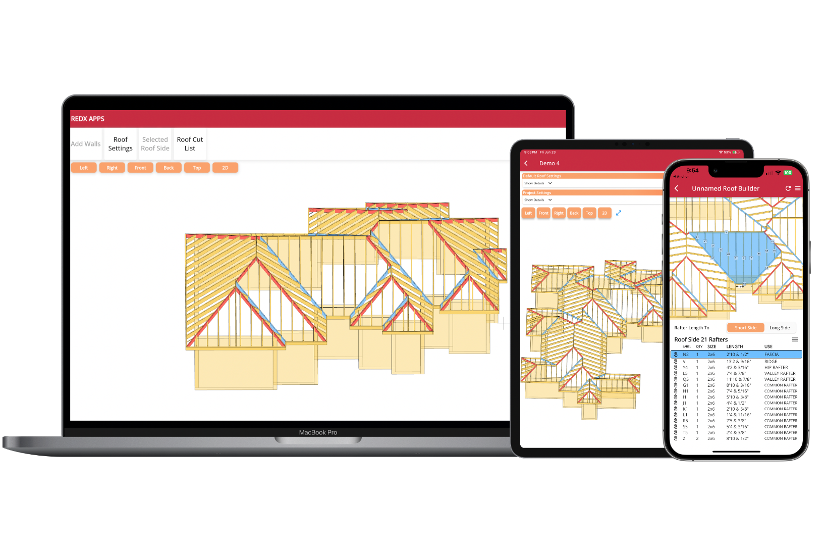 RedX Roof Builder website ipad and iphone