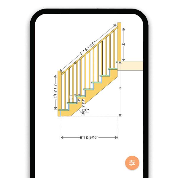 Baluster Spacing Calculator 2D Diagram