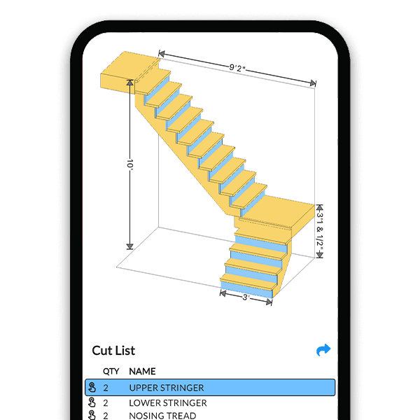 L-Shaped Stair with Landing Builder Interactive 3D Model