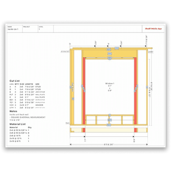 RedX Walls App Blueprint Generator Interface