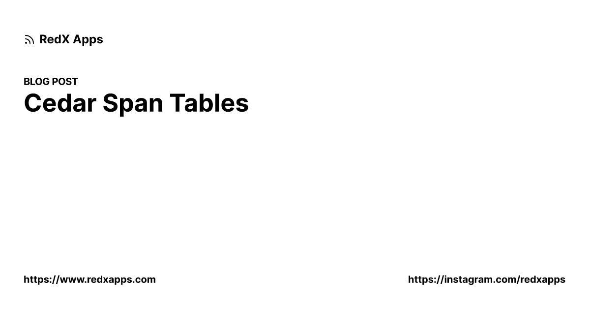 Cedar Span Tables