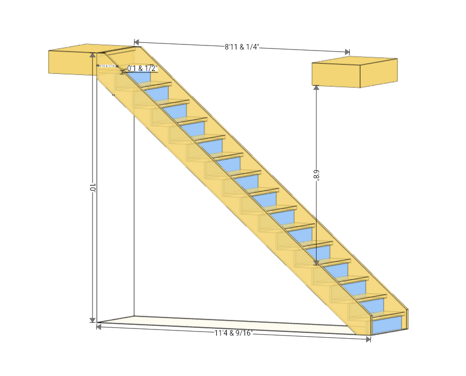 3D View of a closed stringer redx stairs app