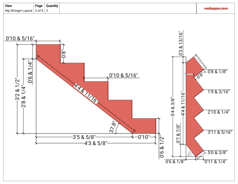 corner deck hip stringer blueprint software redx stairs