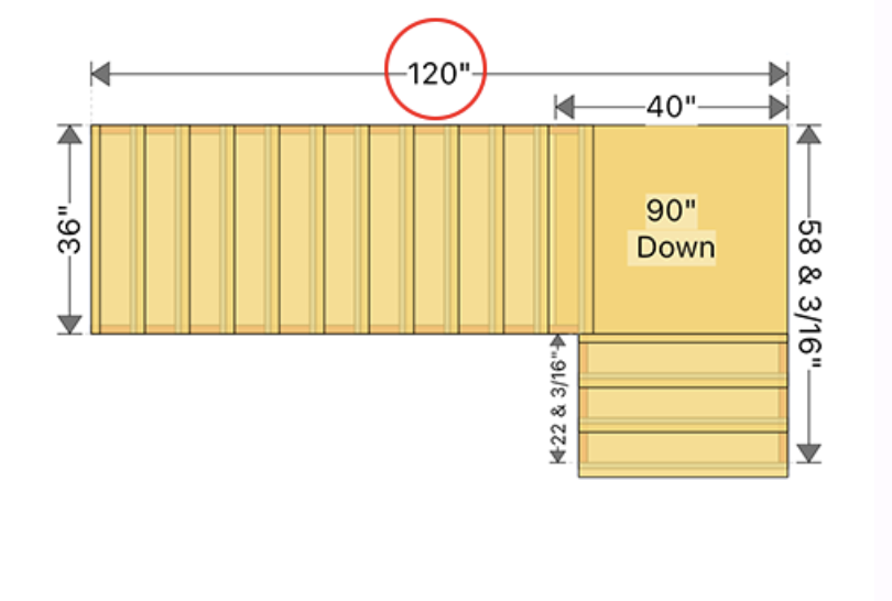 l shaped stair Total Staircase Width