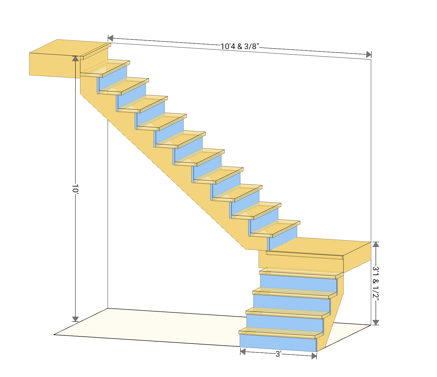 l shaped stair 3D Visualization