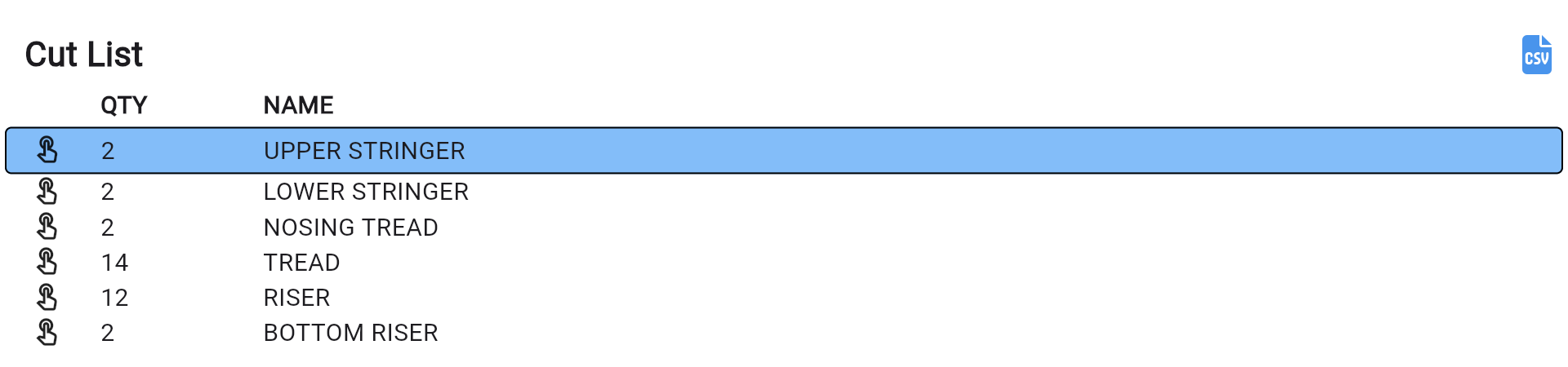 l shaped stair cut list