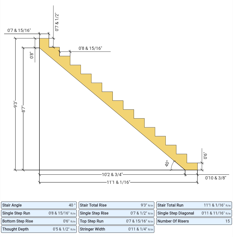 straight stair string er blueprint, drawing how to 